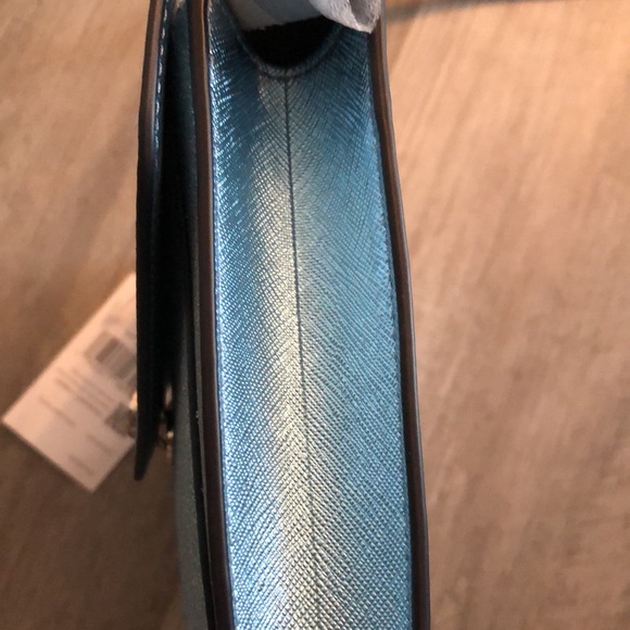 Kate Spade Tinsel Glitter Fabric Flap Crossbody Color Frosty Sky NWT - Picture 7 of 16